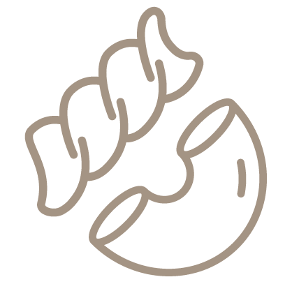 An outline style icon depicting dry pasta