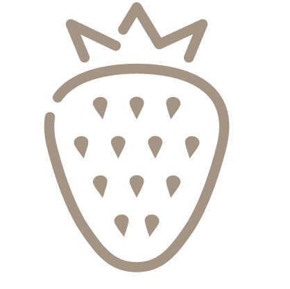 An outline style icon of a strawberry