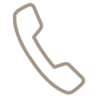 An outline style icon depicting a traditional corded phone without the cord