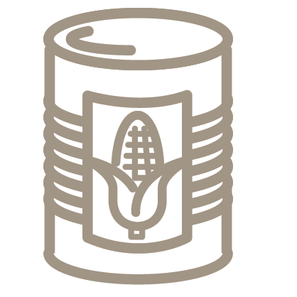 An outline style icon depicting a can of corn